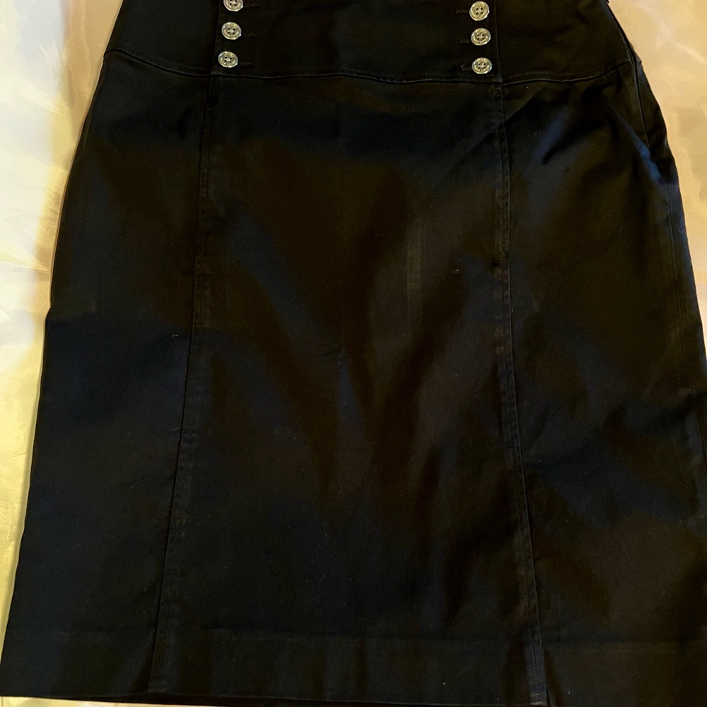 Ralph Lauren. Black Skirt with Button Accents